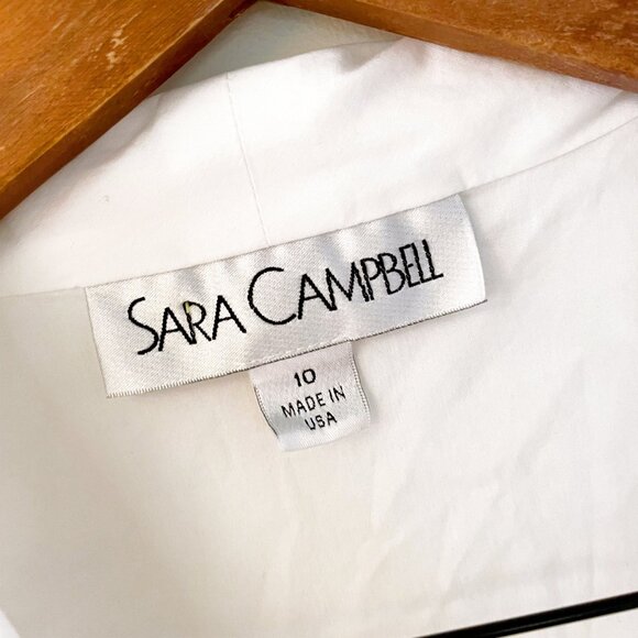 Sara Campbell White Neck-Tie Blouse, Size 10 - Picture 3 of 4